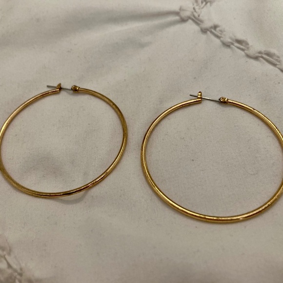 Large Gold Hoops - Picture 2 of 3